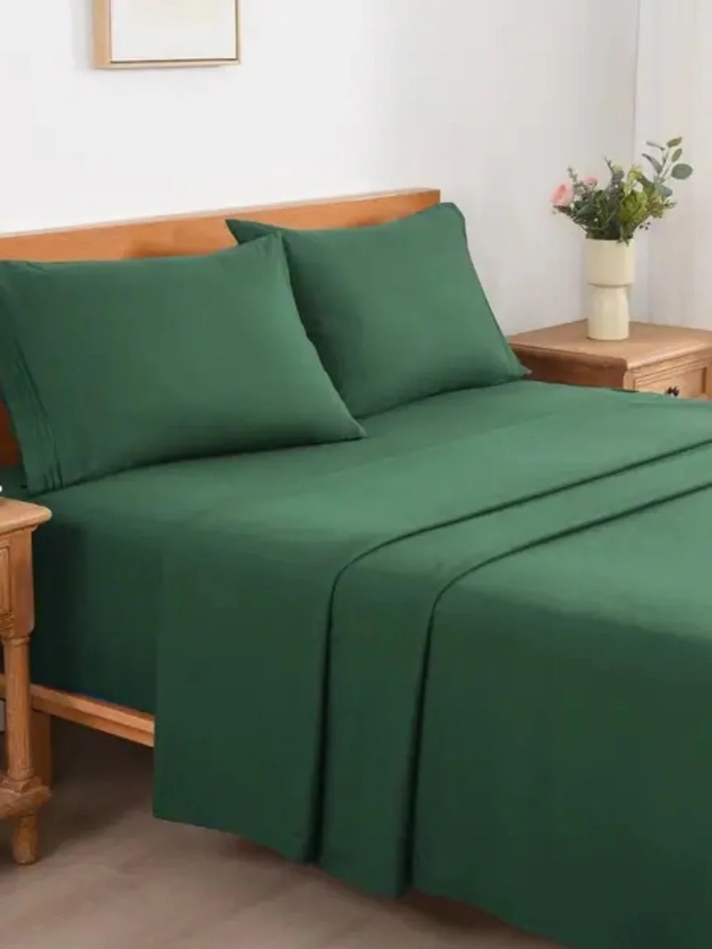 Deep Green Twin 3 piece Solid Sheet Set